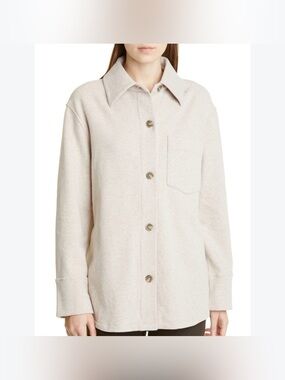 Vince Women's Oversized Cotton Blend Knit Shirt Jacket “shacket”